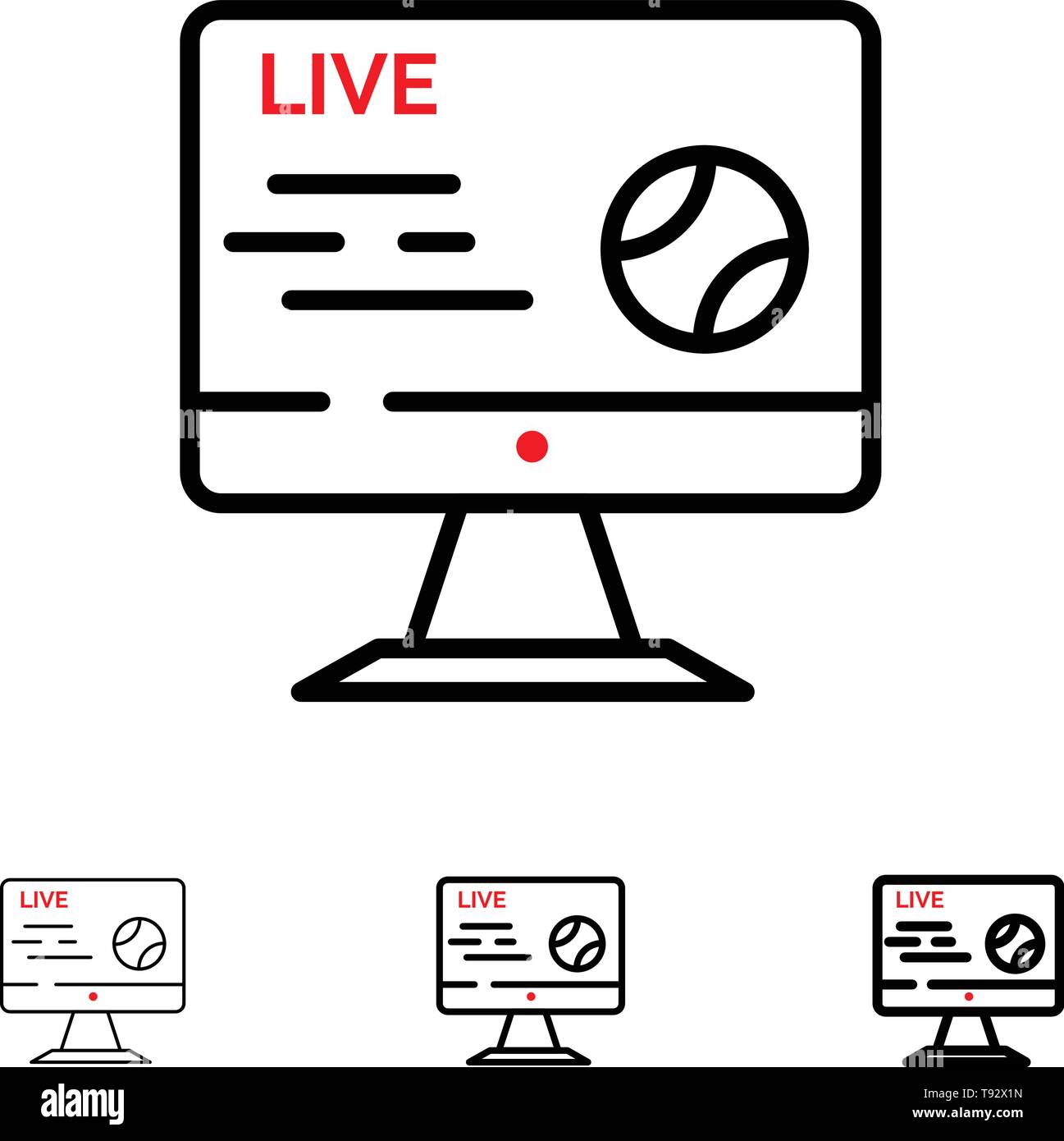 Football, Live, Soccer, Sport, Stream Bold and thin black line icon set Stock Vector Image & Art