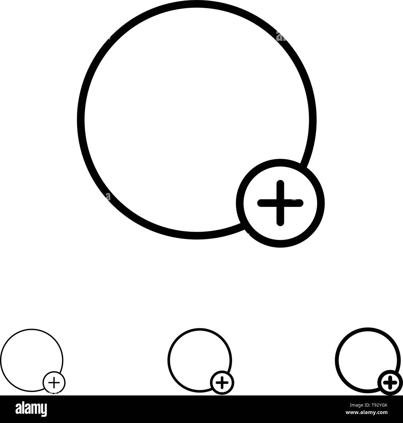 Basic, Plus, Sign, Ui Bold and thin black line icon set Stock Vector