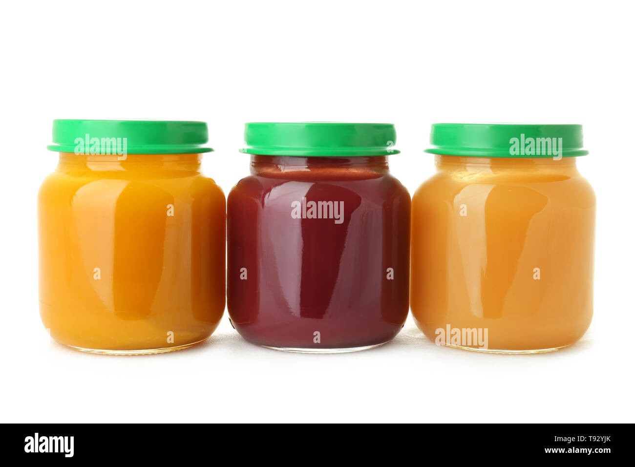 Download Glass Jars With Healthy Baby Food On White Background Stock Photo Alamy PSD Mockup Templates