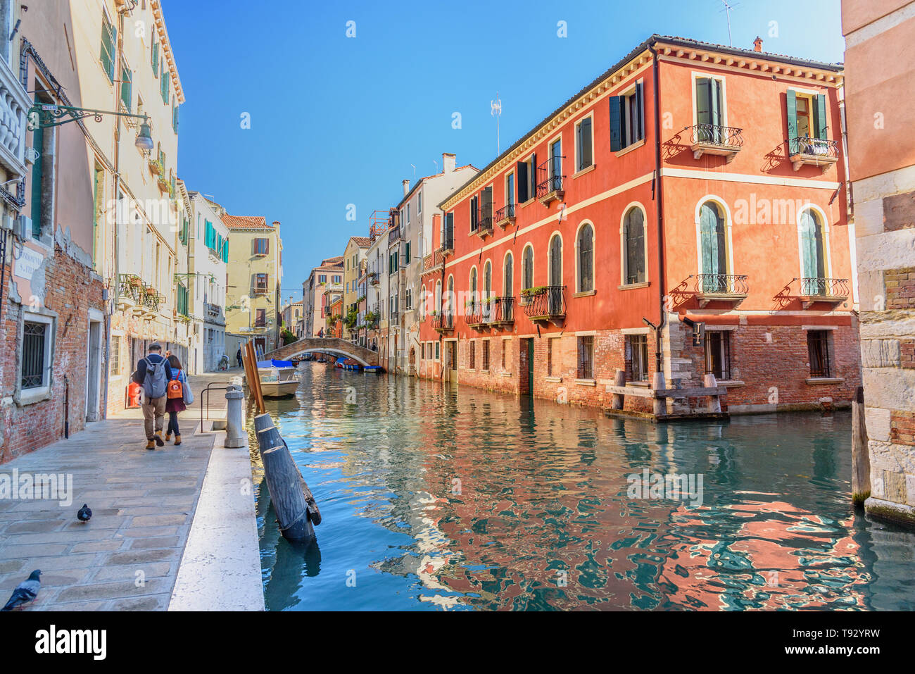 Venice, Italy - October 23, 2018: View of Canal Rio di san Falice and bridge Stock Photo