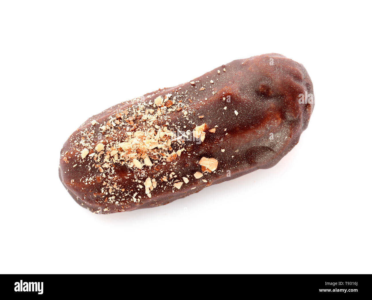 Tasty eclair on white background Stock Photo