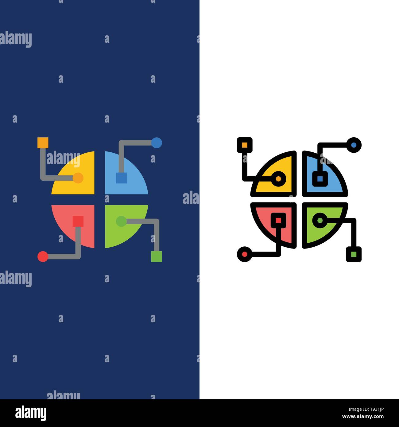 Construction, Network, Map Icons. Flat and Line Filled Icon Set Vector