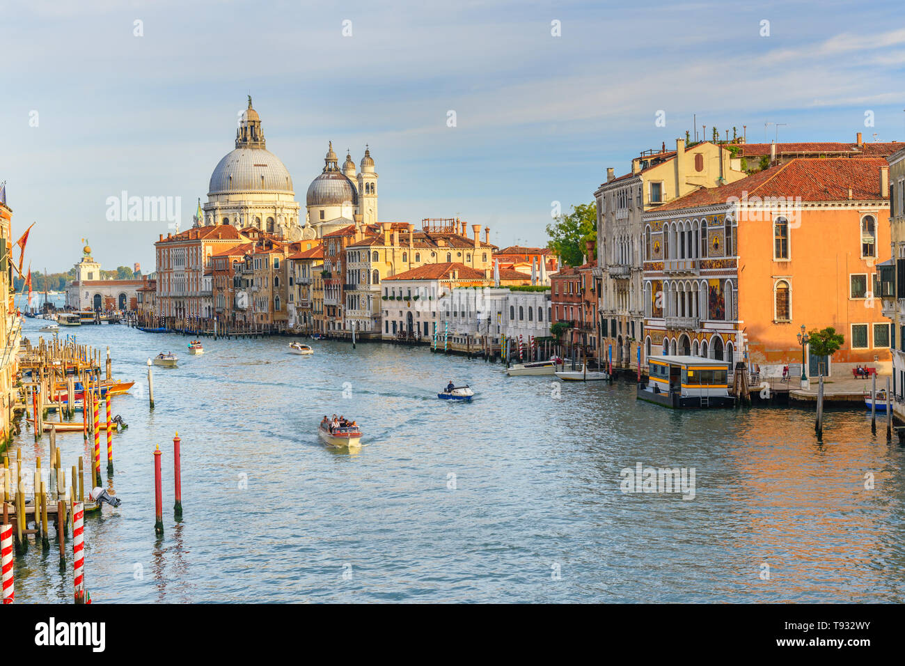 View of Grand Canal from Bridge Ponte dell'Accademia in Venice. Italy Stock Photo