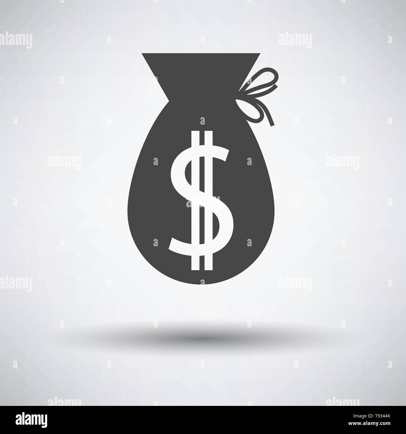 Money Bag Icon. Dark Gray on Gray Background With Round Shadow. Vector ...