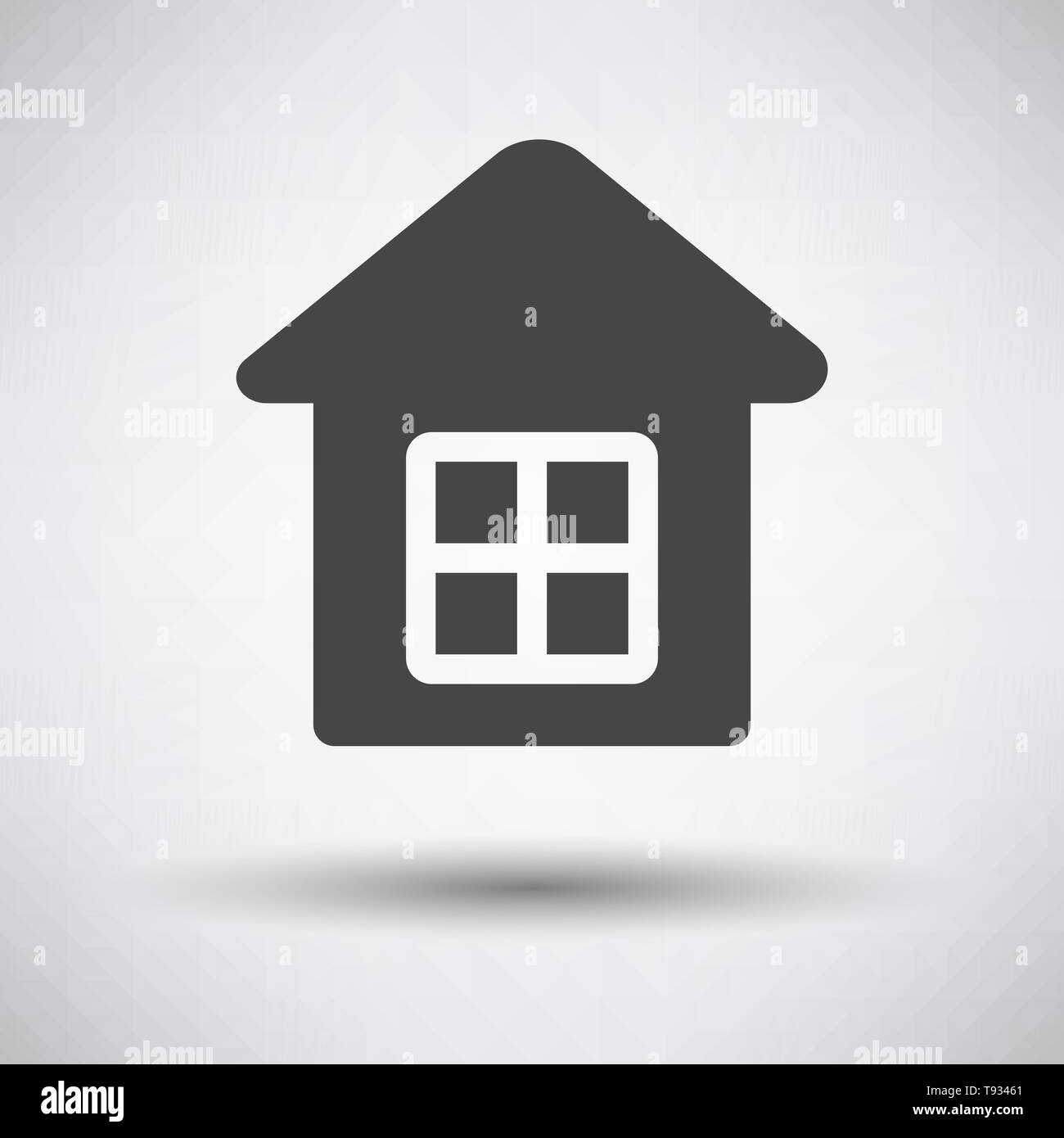 Home Icon. Dark Gray on Gray Background With Round Shadow. Vector