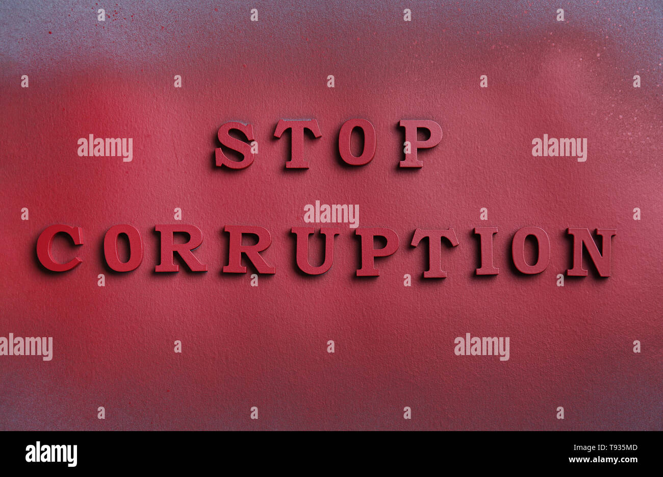 Text STOP CORRUPTION on dark background Stock Photo