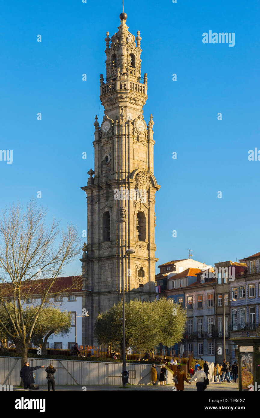 Torre dos Clerigos, Bell tower of Clerigos Church, Unesco World Heritage Site, OPorto, Portugal Stock Photo