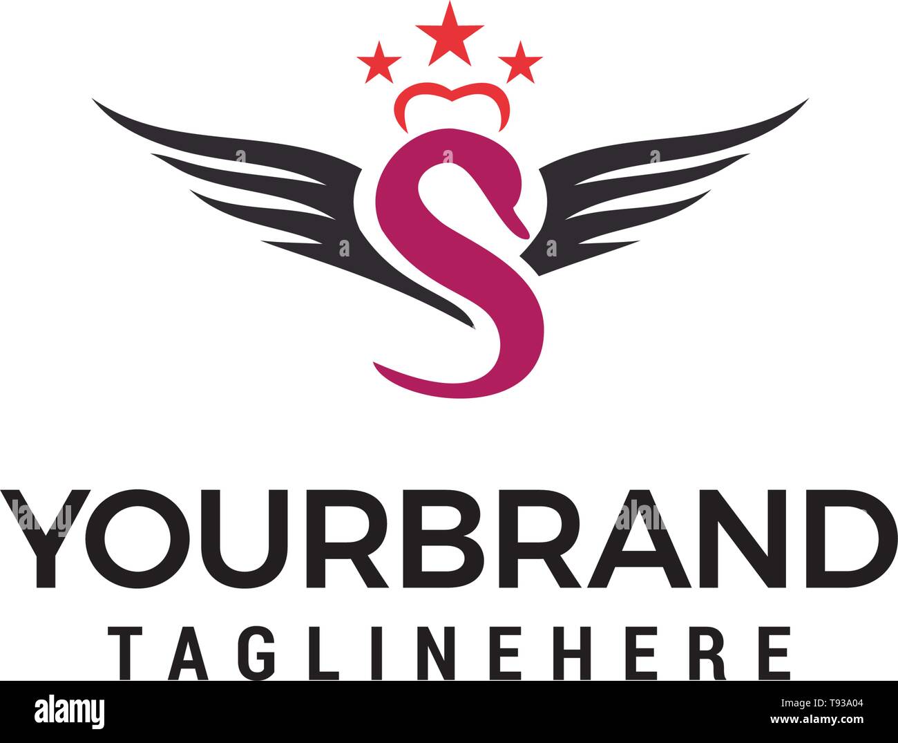 swan letter s with wing logo design concept template vector Stock Vector