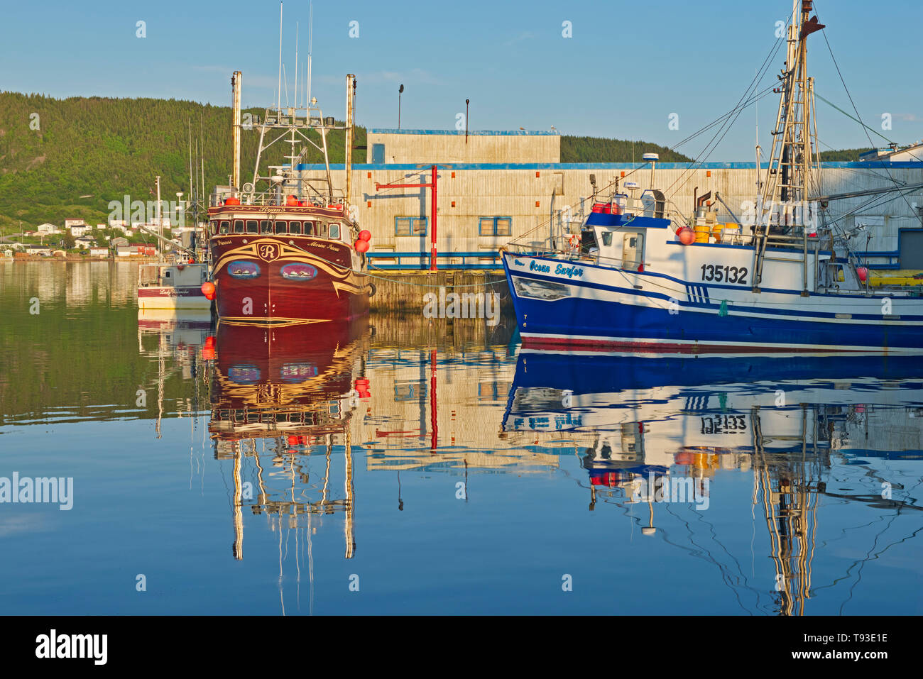 Fishing boats in La Scie Harbour off the Atlantic Ocean. Baie Verte