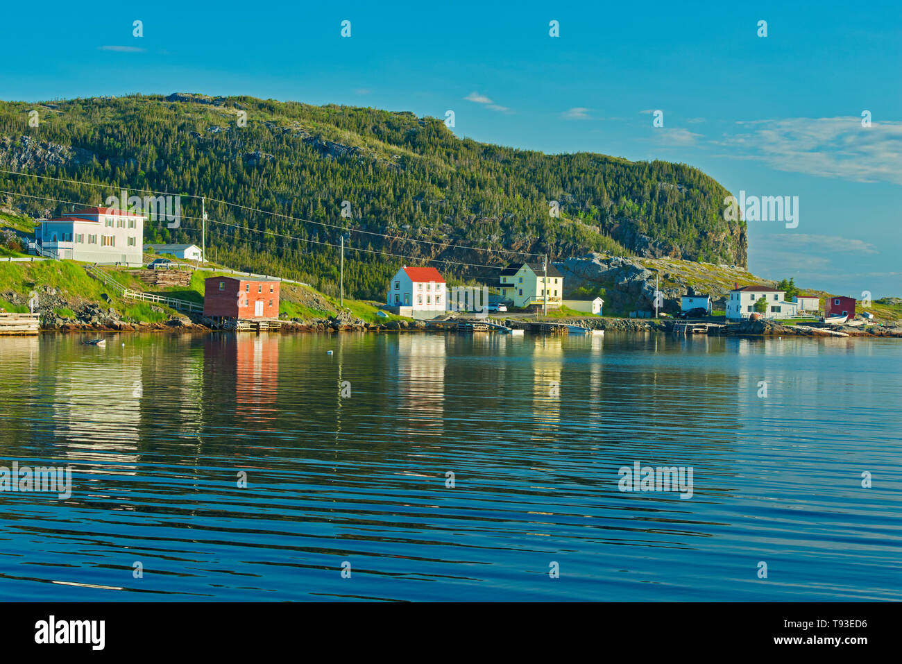 FIshing village at sunrise. Bonavista Bay. Salvage Newfoundland & Labrador Canada Stock Photo