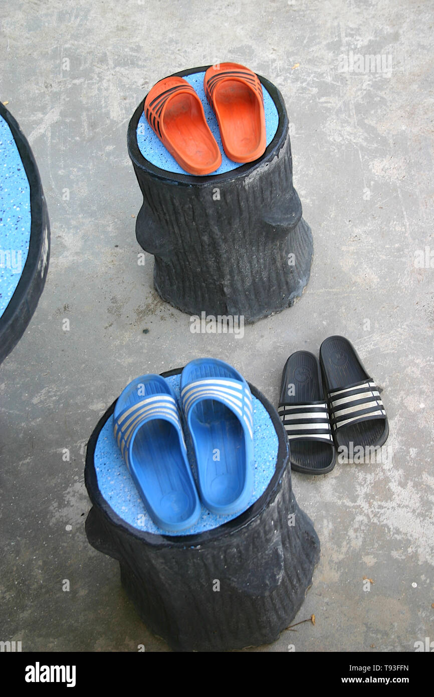 Colorful rubber shoes in parking position Stock Photo Alamy