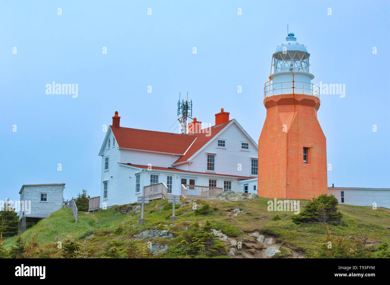 Long Point Lighthouse at Crow Head. Atlantic Ocean. North Twillingate Island Newfoundland & Labrador Canada Stock Photo