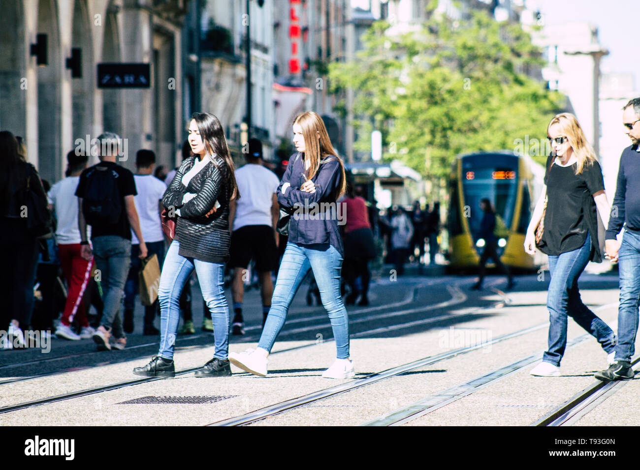 Reims France May 15, 2019 View of unknown French girl walking in the  streets of Reims in the afternoon Stock Photo - Alamy