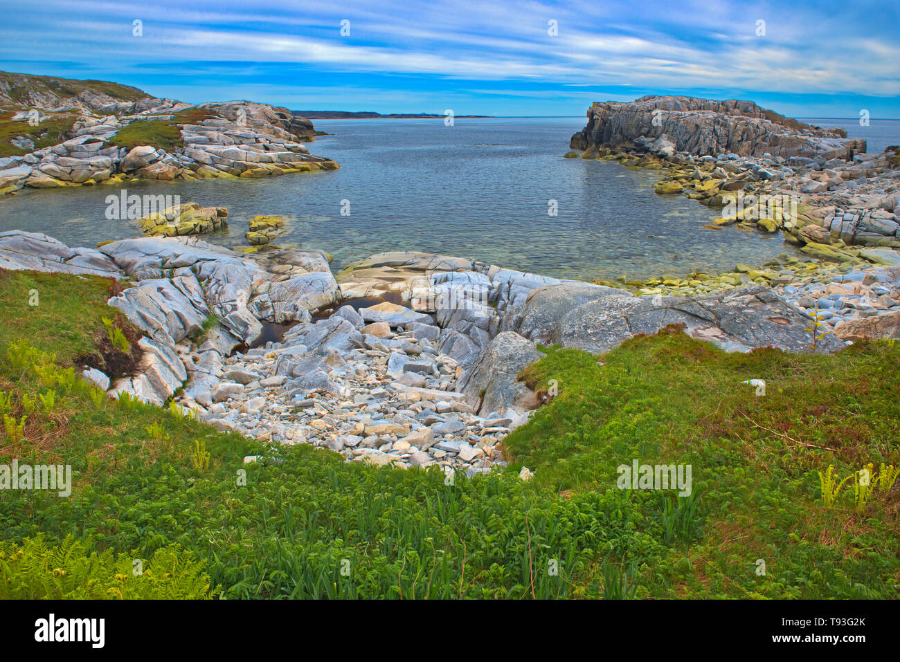 Rocky shoreline along the Atlantic Ocean Rose Blanche Newfoundland & Labrador Canada Stock Photo