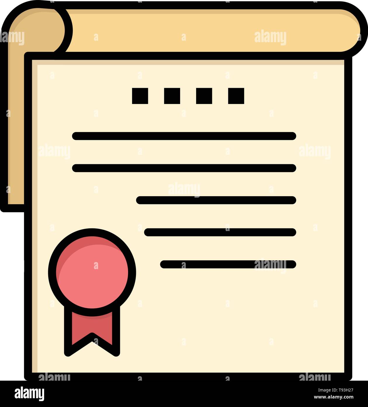 Certificate, Achievement, Degrees, Award Flat Color Icon. Vector icon