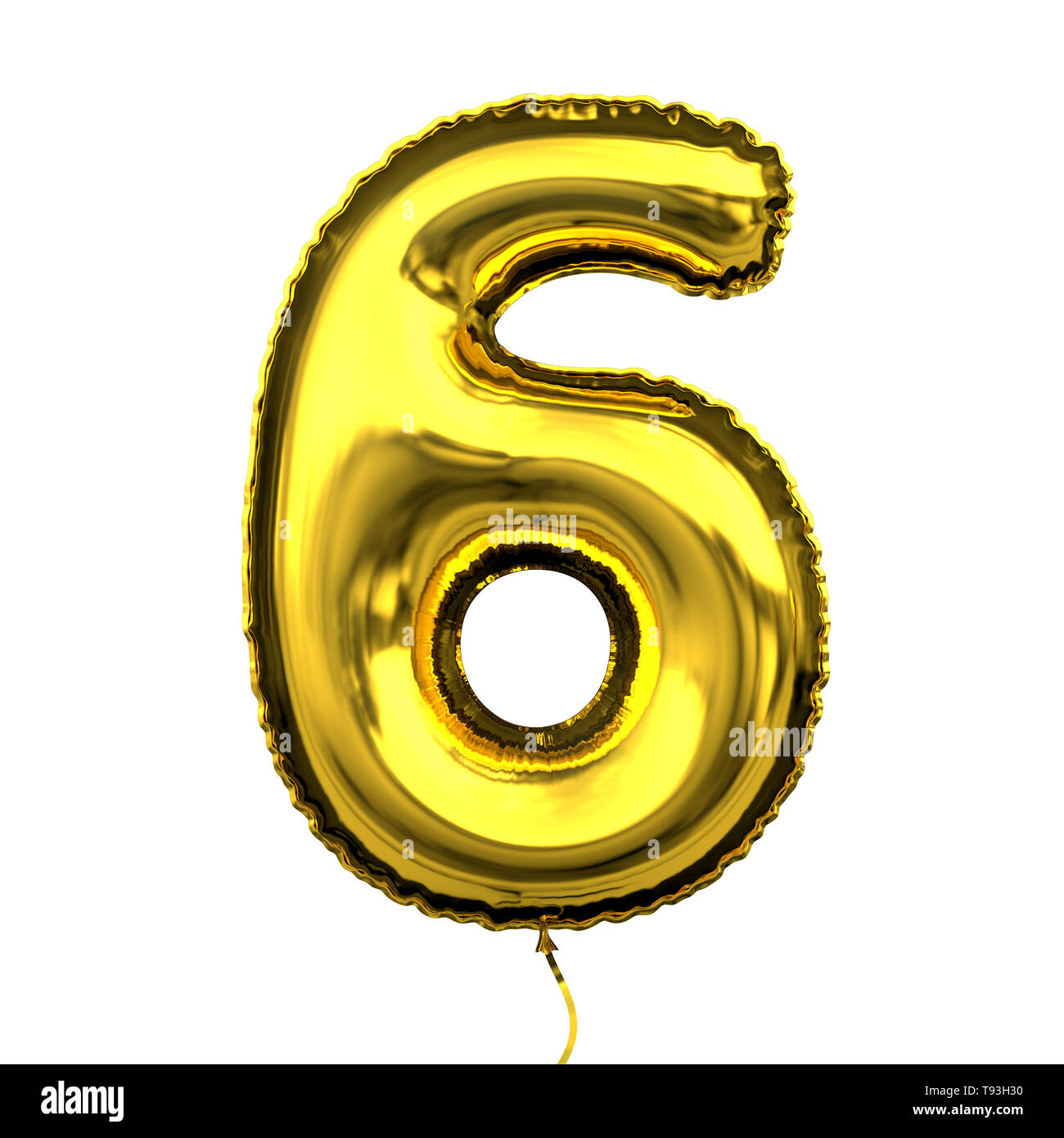Metallic Golden Letter Balloon numeral digit number - 3D illustration Stock Photo