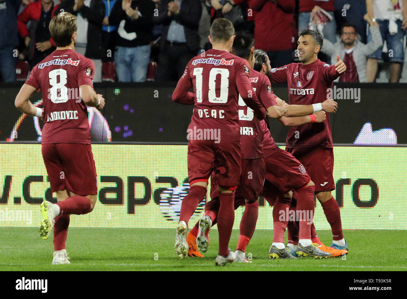 Juan Emmanuel Culio (R) celebrates after scoring from 11m shot Stock