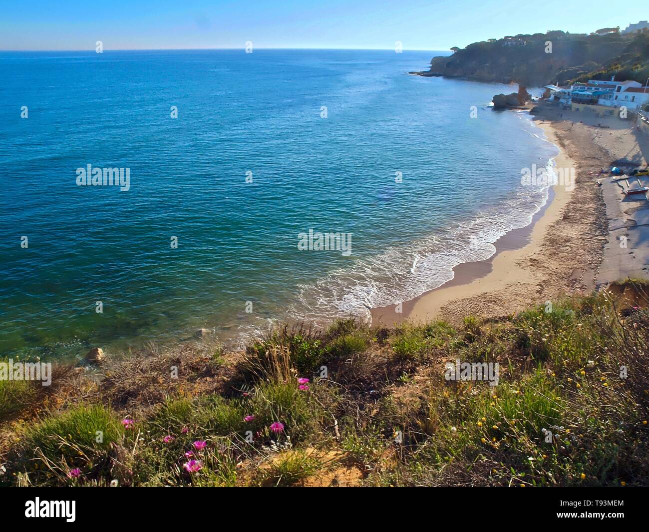 Beautiful seascape in Olhos de Agua near Albufeira at the Algarve coast of Portugal Stock Photo