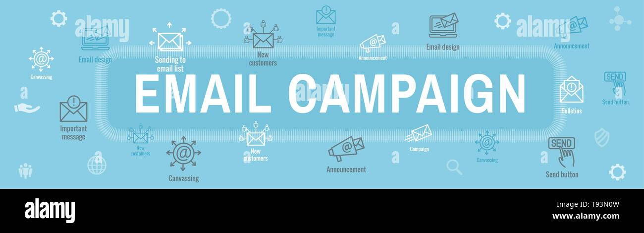 Email Marketing Campaigns Icon Set Web Header Banner Stock
