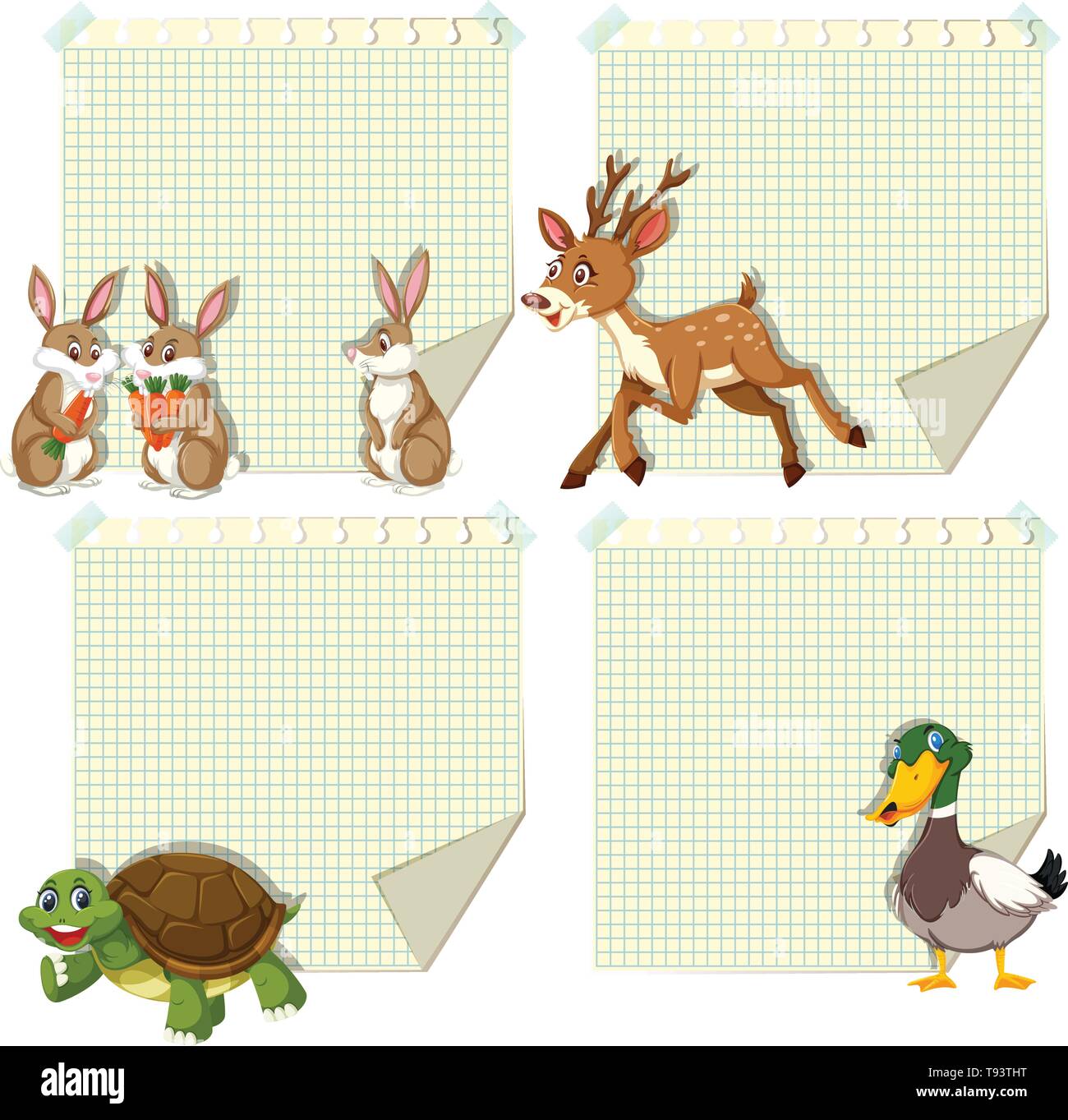 Set of animal on note template illustration Stock Vector Image & Art ...