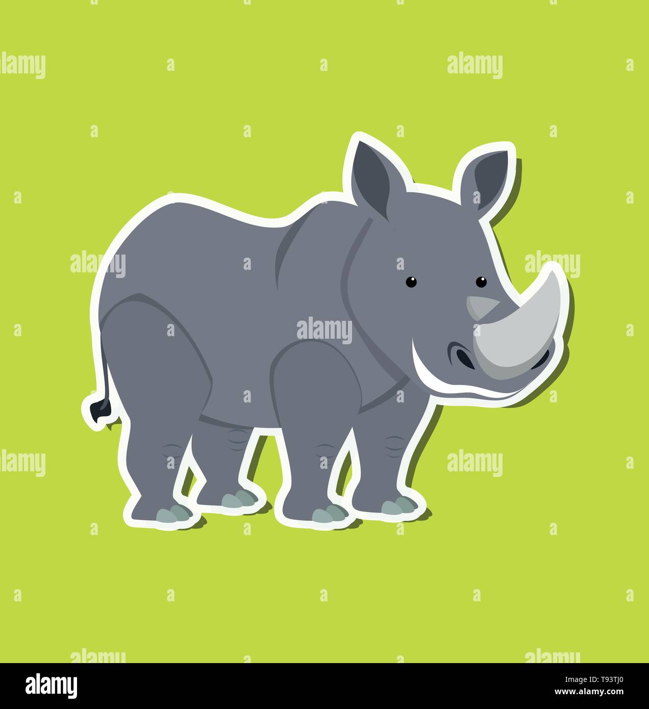 A rhinoceros character sticker illustration Stock Vector Image & Art ...