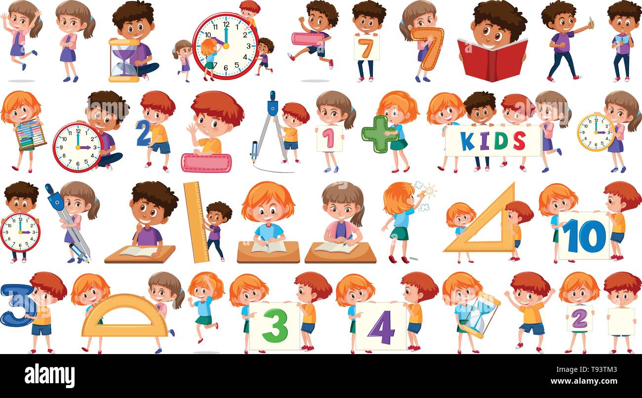 Set of math kids illustration Stock Vector Image & Art - Alamy