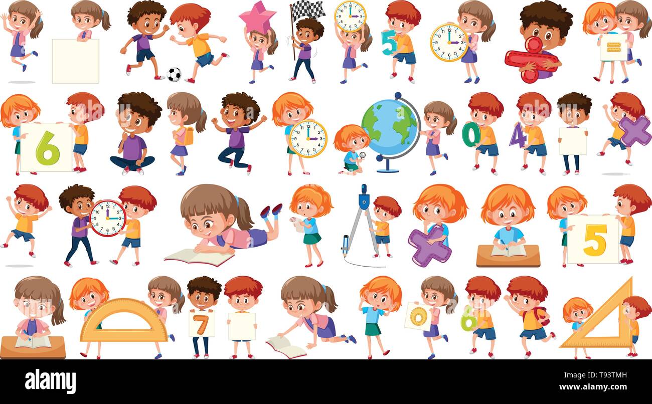 Set of math kids illustration Stock Vector Image & Art - Alamy