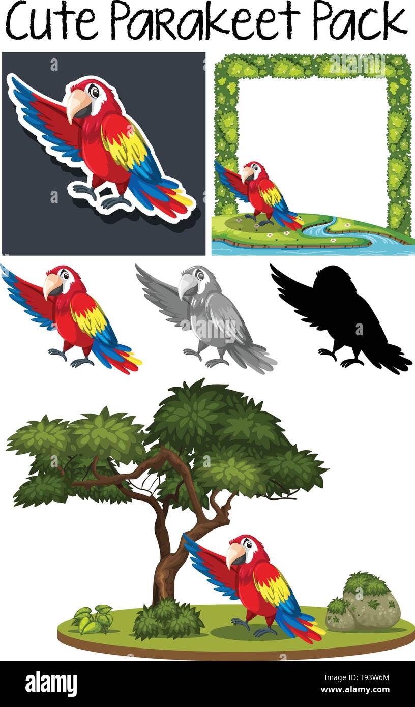 A pack of cute parrot illustration Stock Vector Image & Art - Alamy