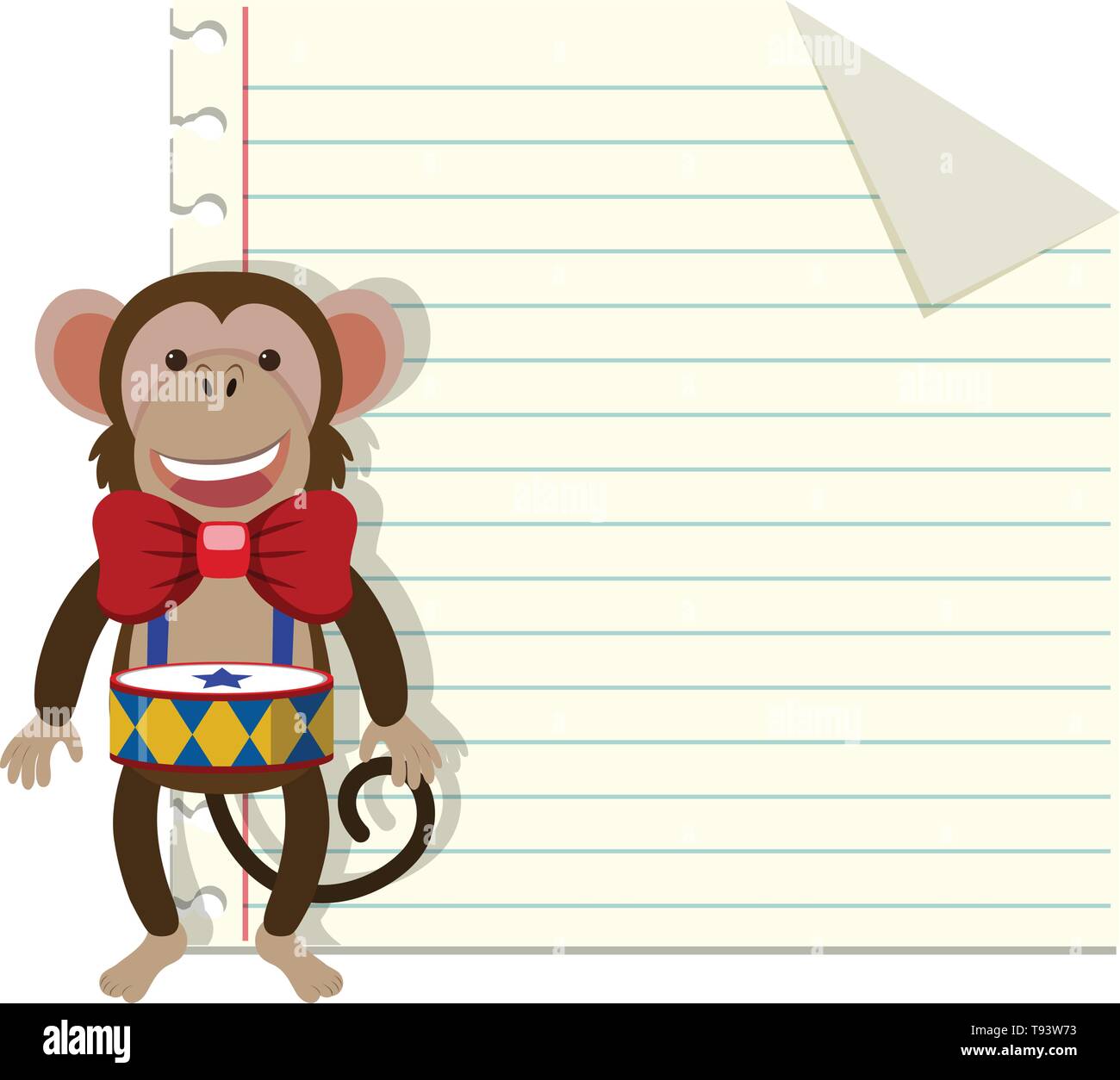 Set of monkey on note template illustration Stock Vector