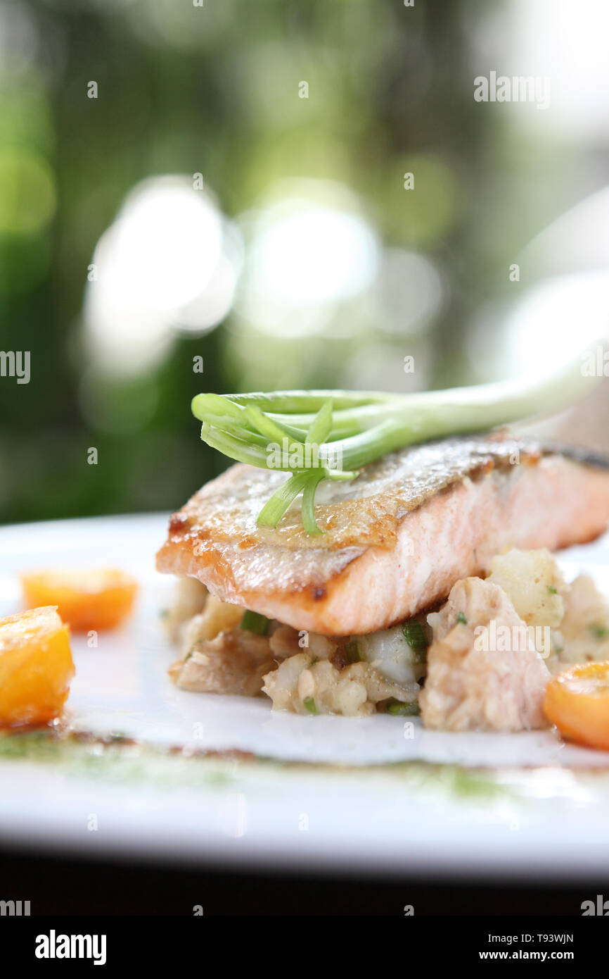 Grilled Salmon steak Stock Photo - Alamy