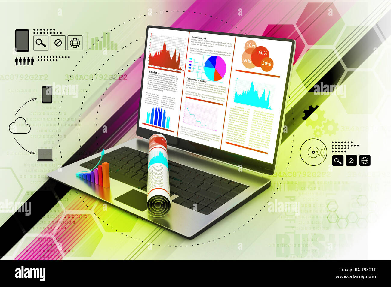 Laptop showing a financial report Stock Photo - Alamy