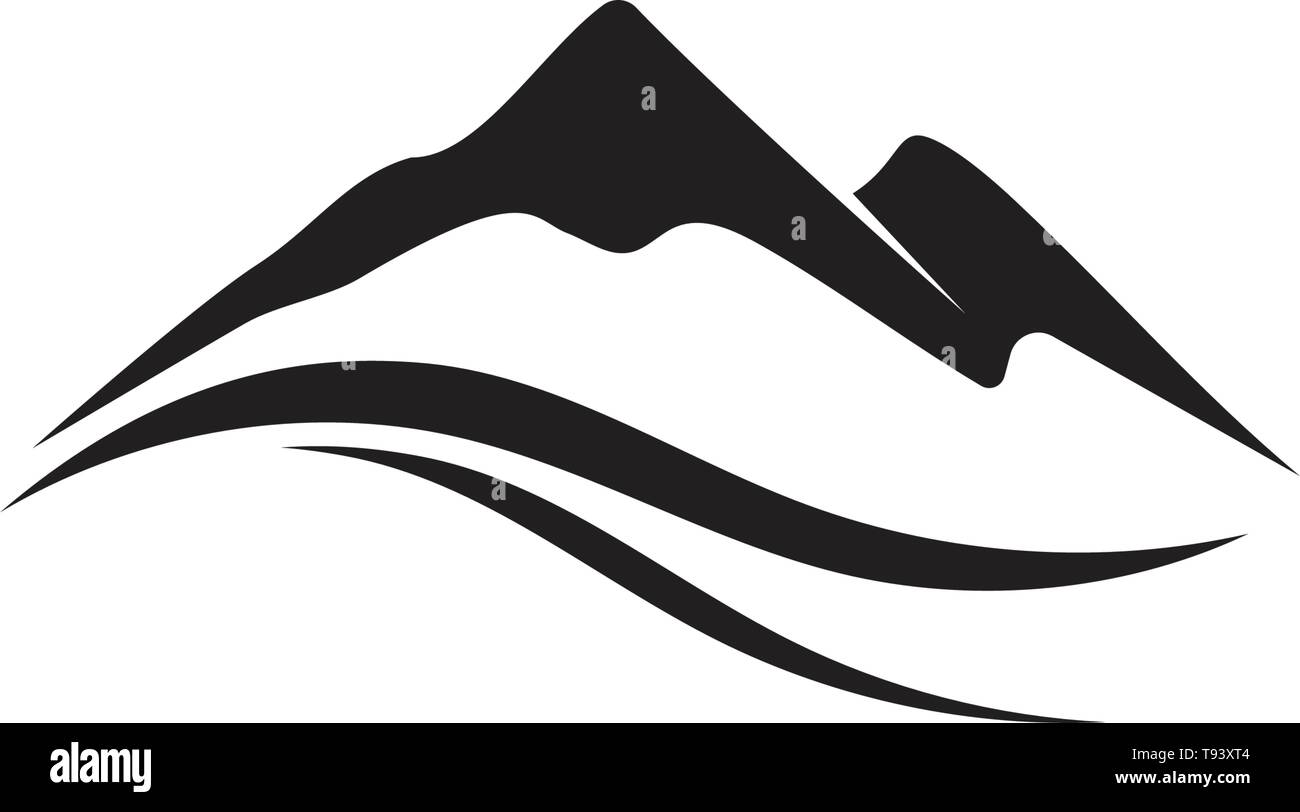 Minimalist Landscape Mountain logo design inspiration Stock Vector