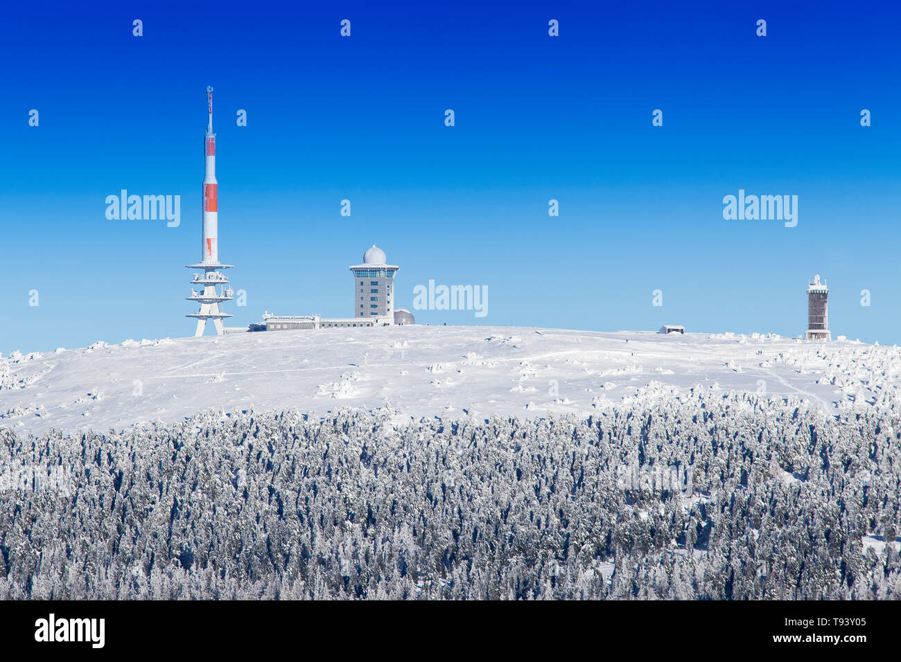 Brockenhotel With Broadcasting Tower And Brockenhaus On The