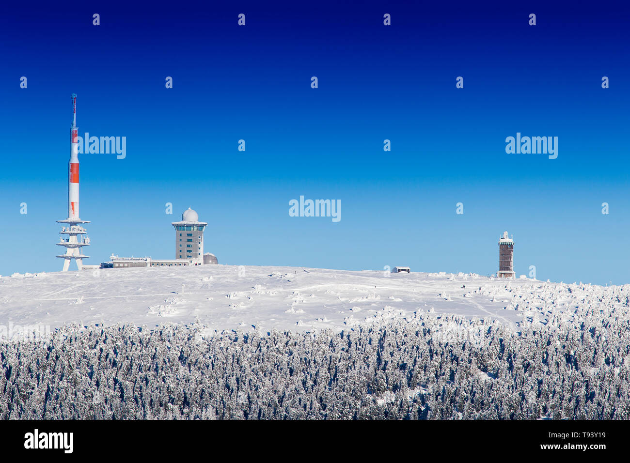 Brockenhotel With Broadcasting Tower And Brockenhaus On The