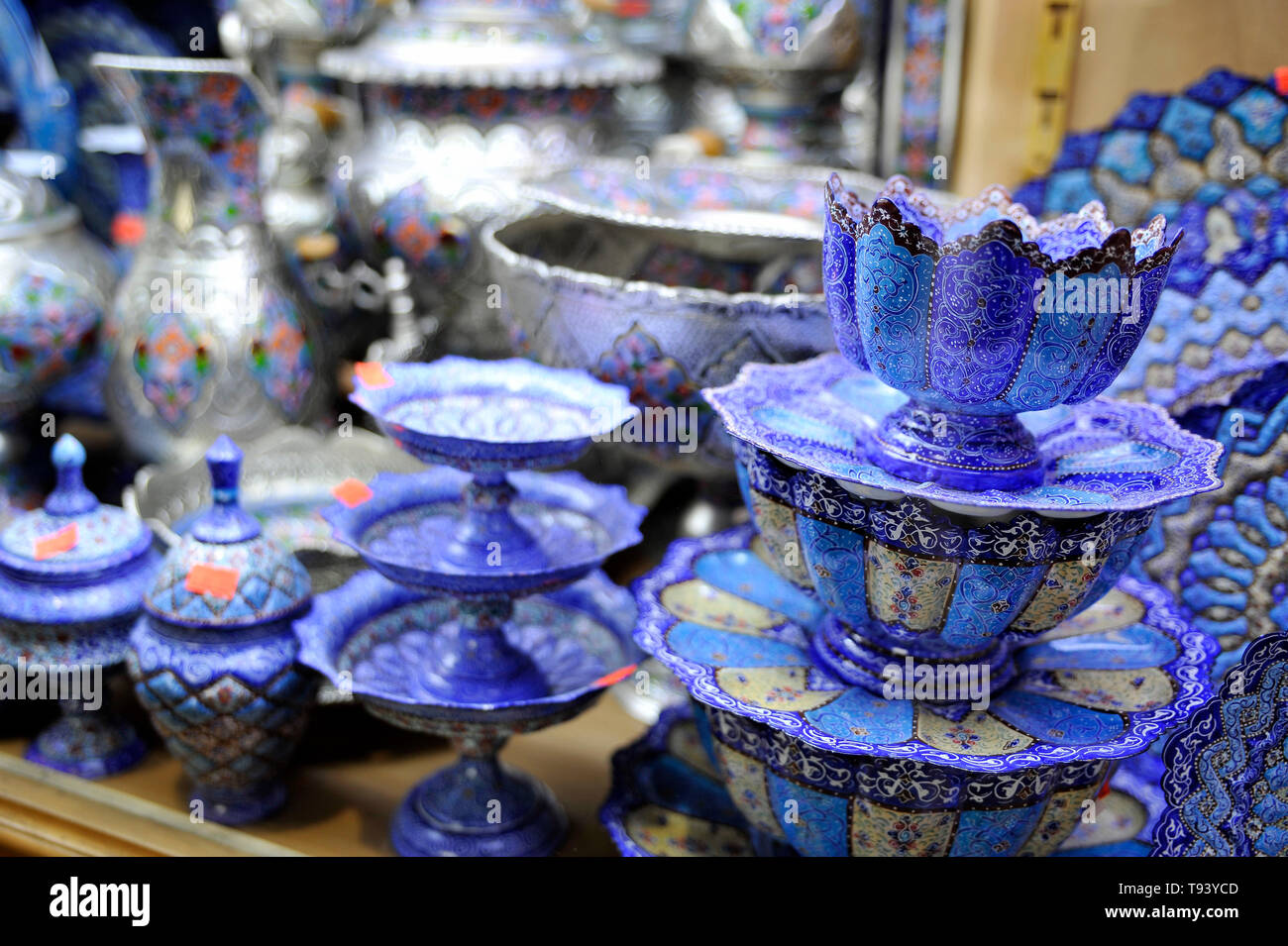 Art of Isfahan - souvenir shop on bazar of Isfahan, Iran Stock Photo