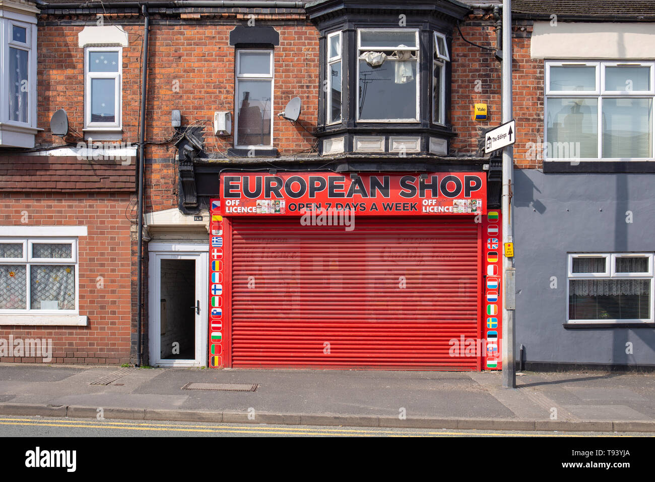 Closed down European convenience shop in Edleston Road, Crewe Cheshire UK Stock Photo