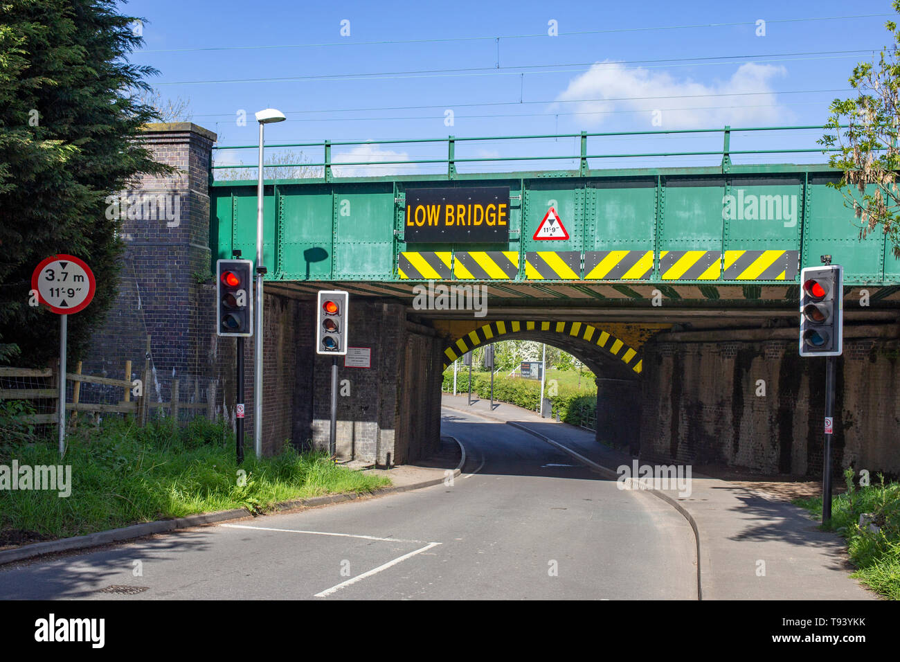 Low Bridge Warning Sign On Railway Bridge In Cheshire Uk Stock Photo Alamy Low Bridge Warning Sign On Railway Bridge In Cheshire Uk Stock Photo Alamy