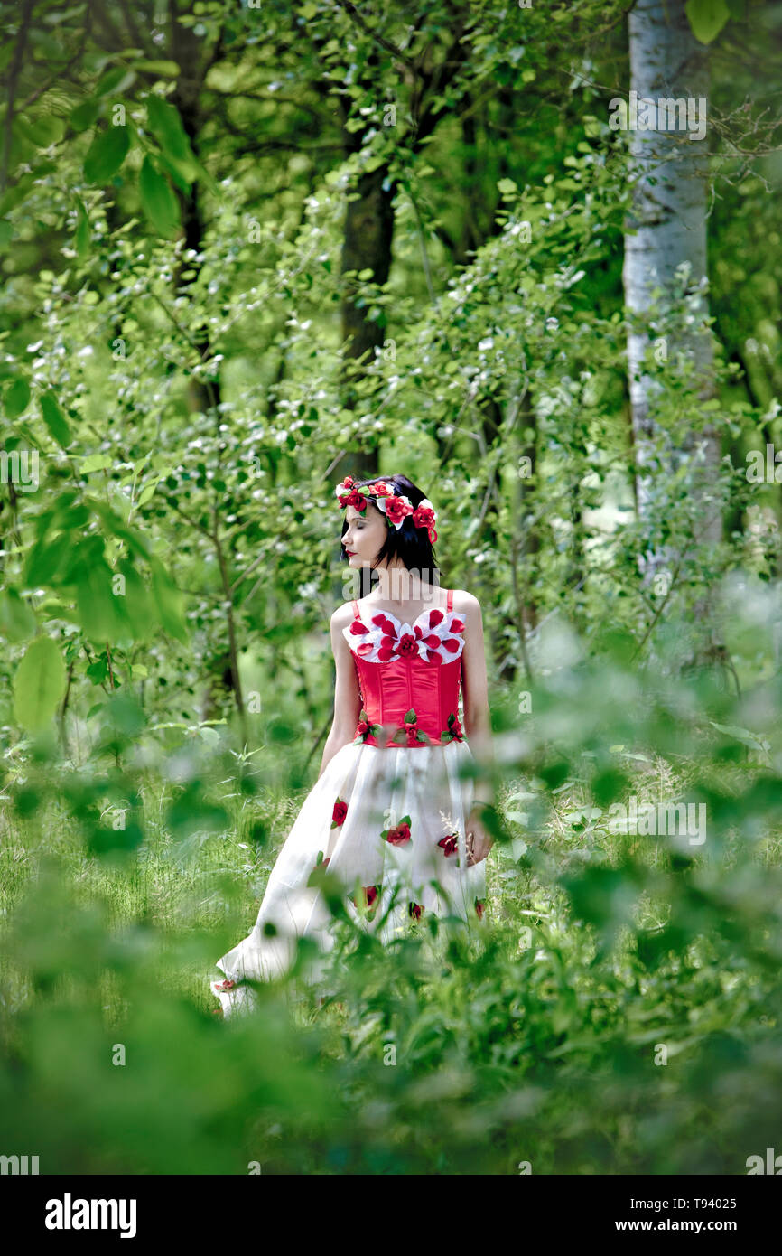 woman in the wood Stock Photo