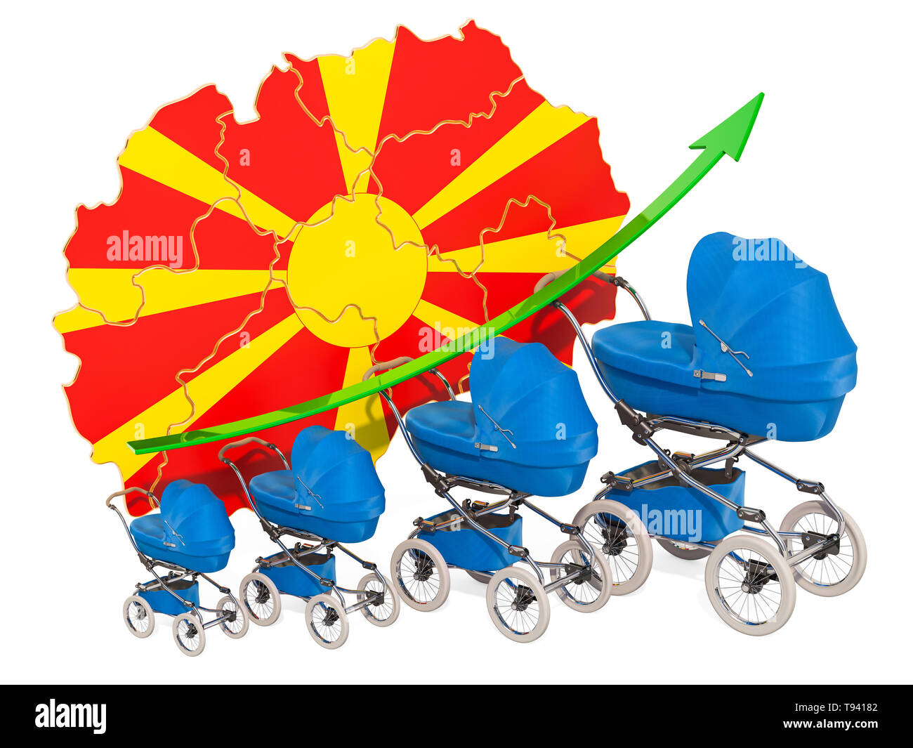 Growing birth rate in Macedonia, concept. 3D rendering isolated on white background Stock Photo