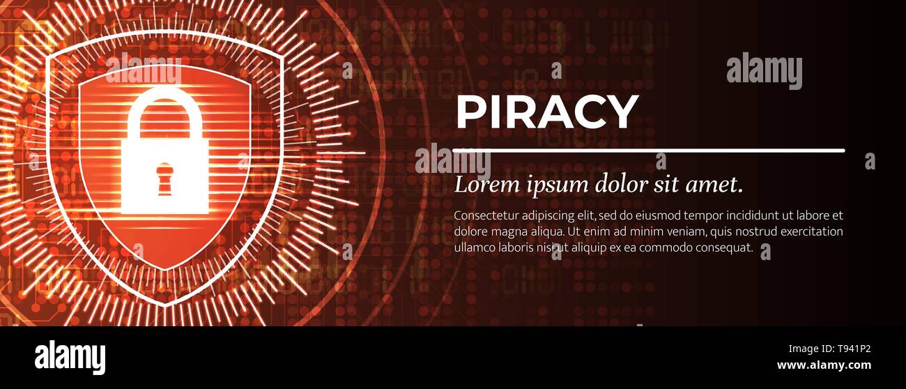 Piracy. The Red Modern Digital Background. Vector. Stock Vector