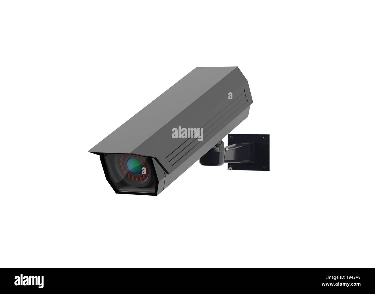 CCTV security camera. Black surveillance system. 3d rendering illustration isolated on white background Stock Photo