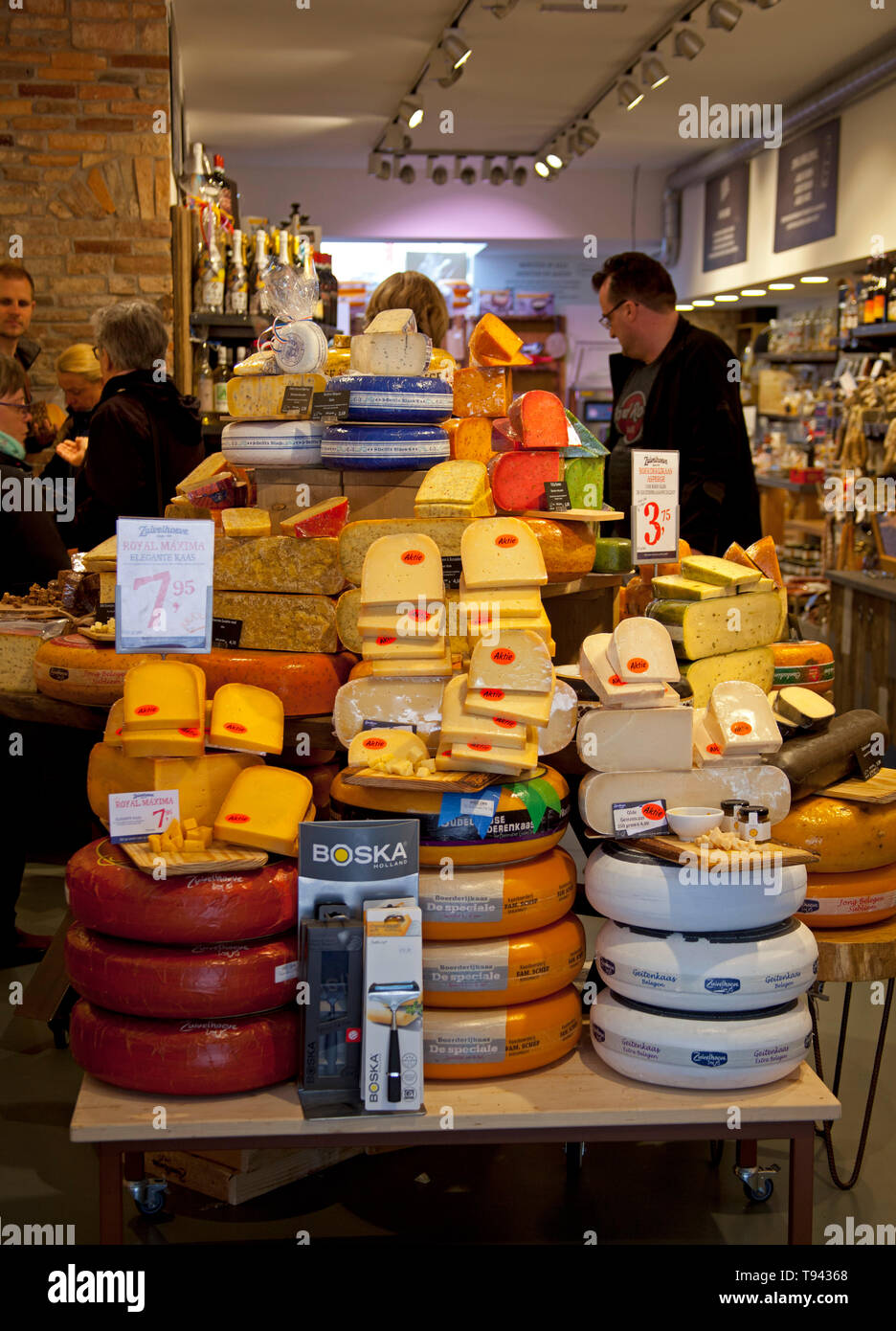Cheese shop display, Haarlem, Belgium, Europe Stock Photo