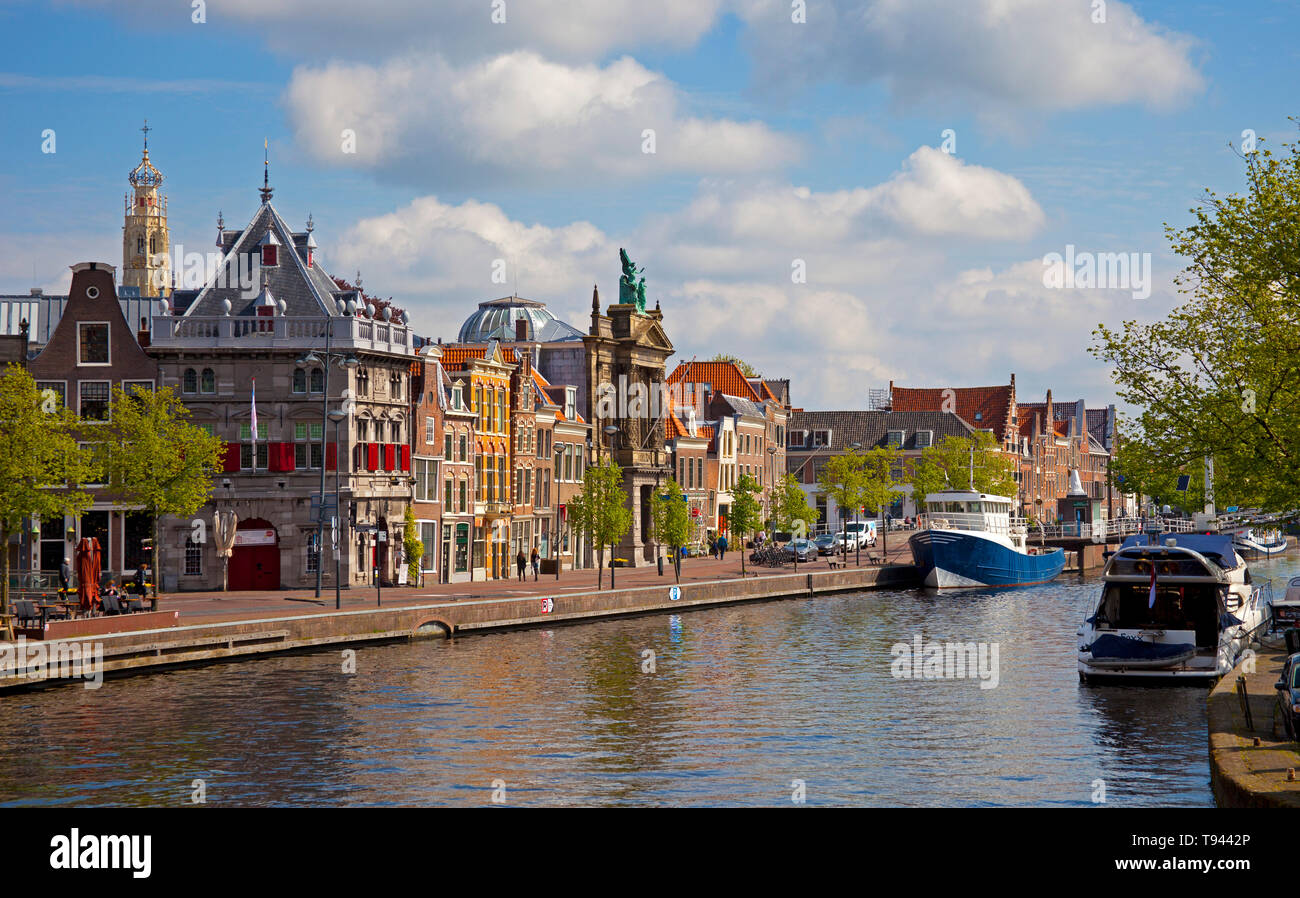 Haarlem, Spaarne River, Belgium, Europe Stock Photo