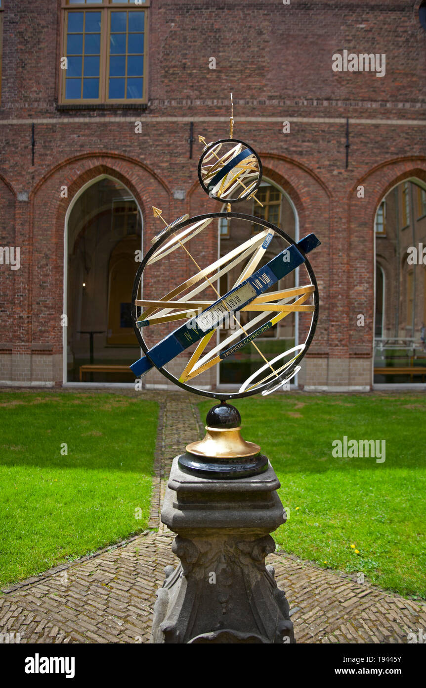 Sundial in courtyard, Frans Hans Museum, Haarlem, Belgium, Europe Stock Photo