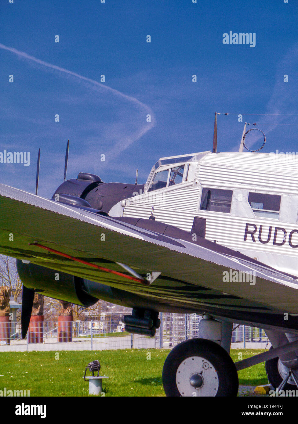 JU-52 at the visitorpark Munich Airport Stock Photo