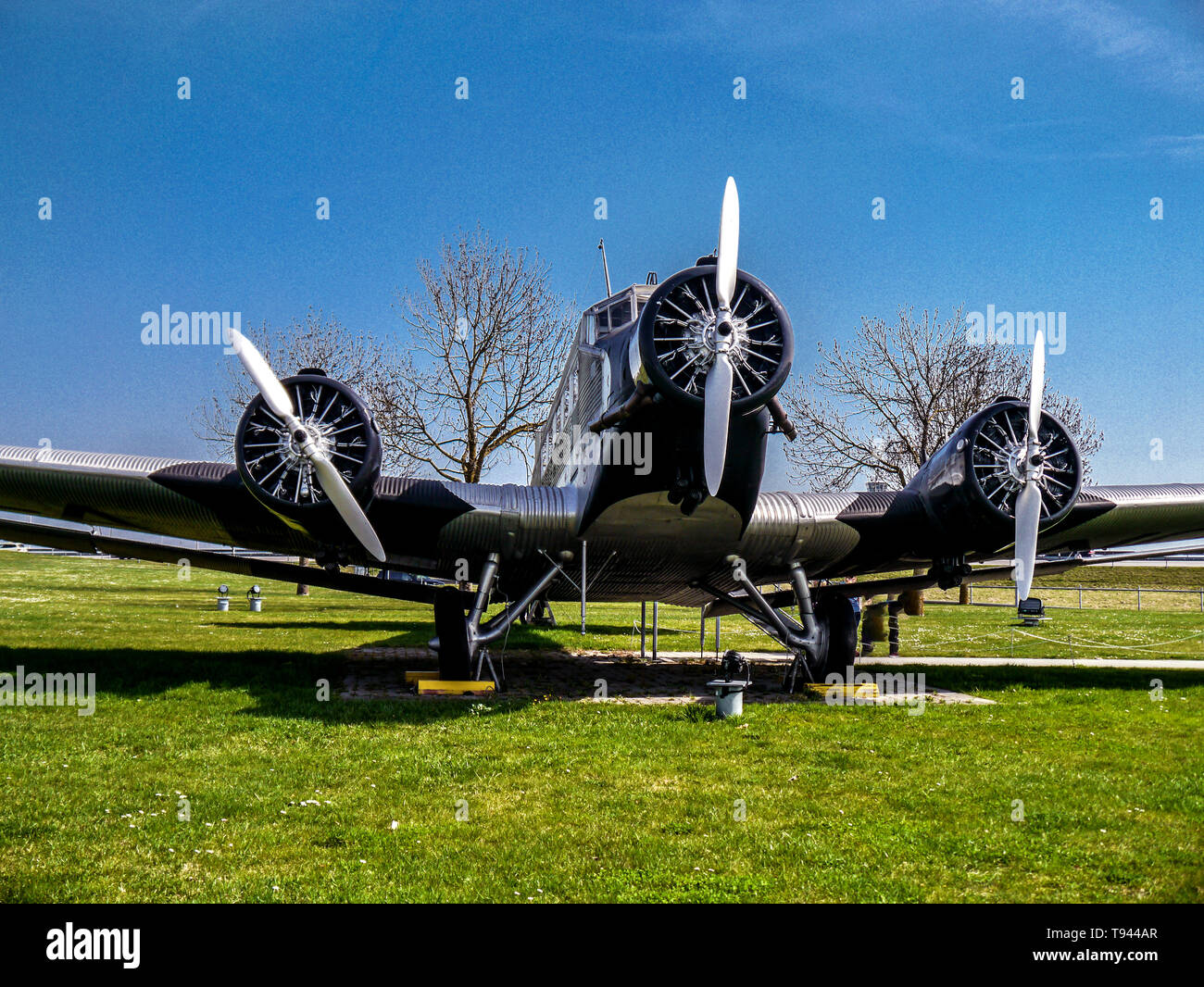JU-52 at the visitorpark Munich Airport Stock Photo