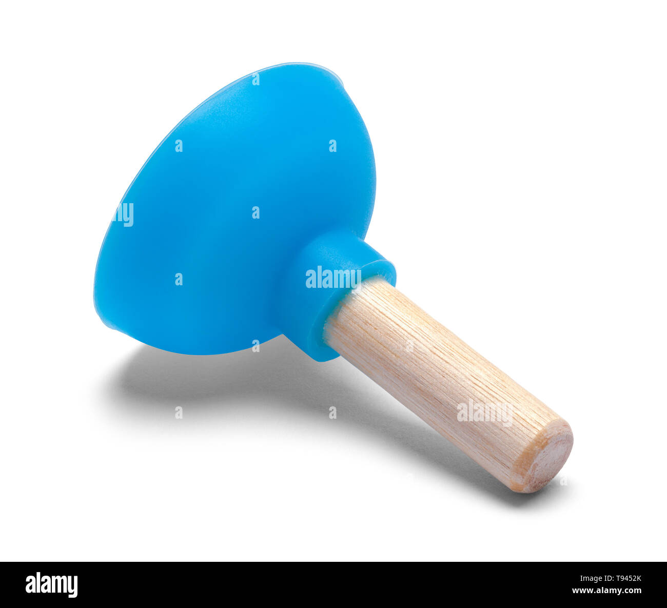 Small Blue Toilet Plunger Isolated on White. Stock Photo
