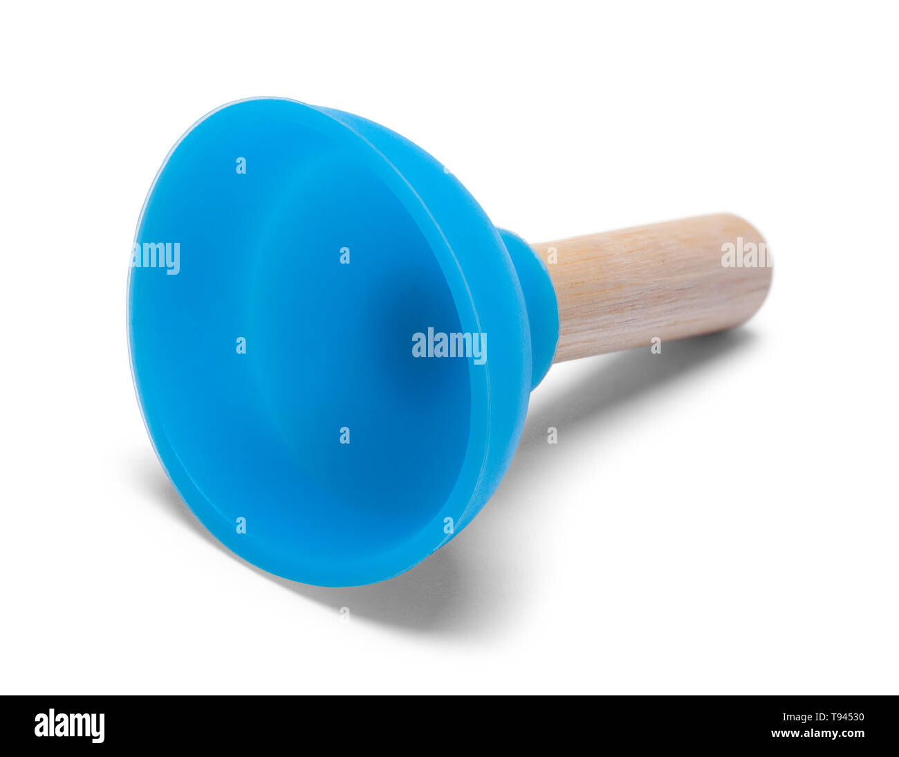 Small Blue Plunger Isolated on White Background. Stock Photo