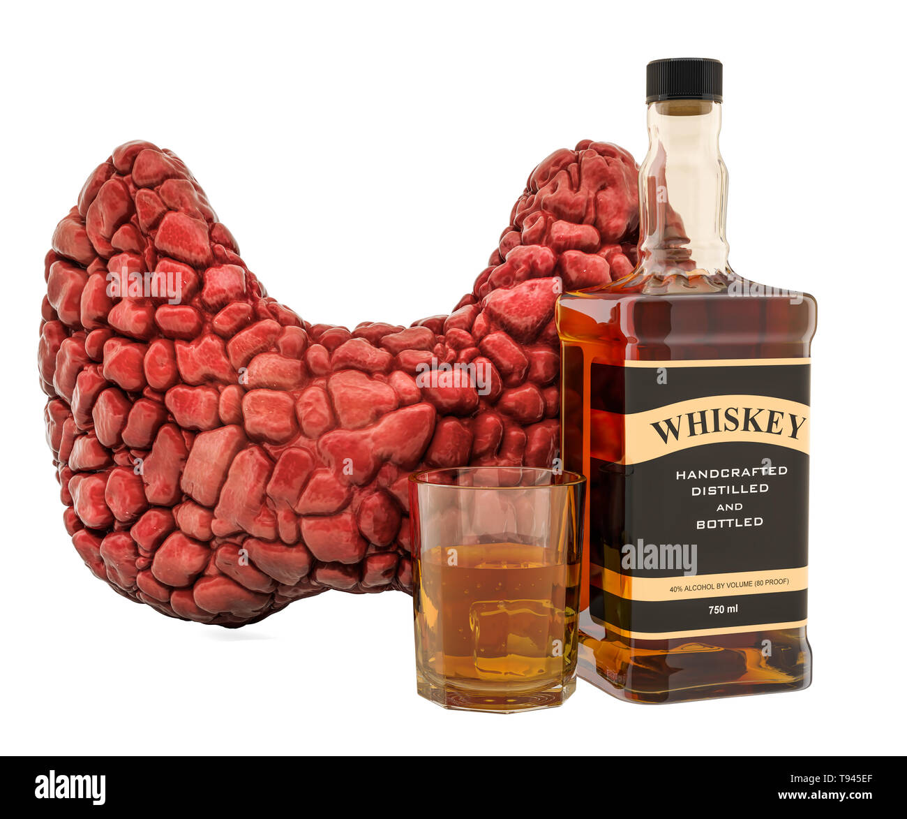 The Impact of Alcohol on Thyroid Function concept. Human thyroid with