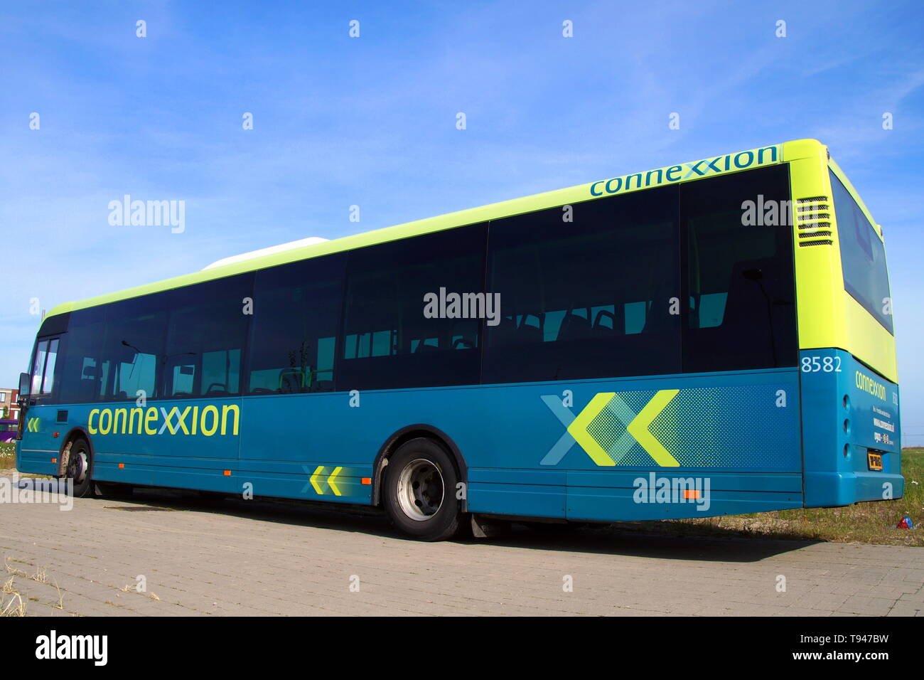 Almere Poort, Flevoland, The Netherlands - May 23, 2015: Connexxion bus standing at rest. Stock Photo